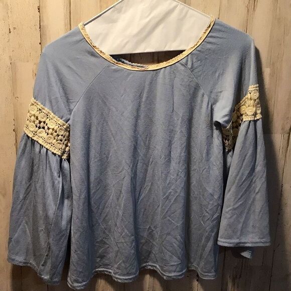 Blouse Loose embroidery on sleeve by poof girl ￼ Size youth large - Picture 1 of 5